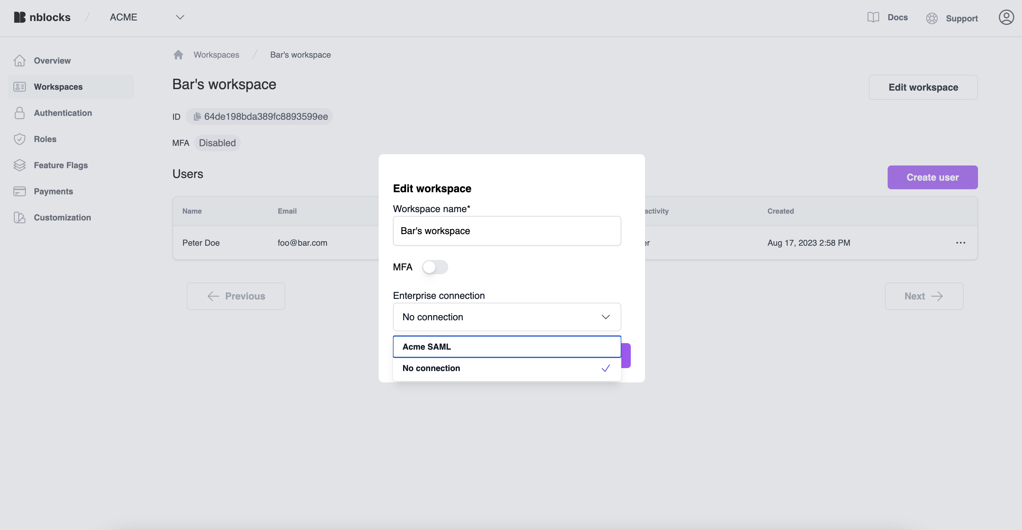 Assign enterprise connection